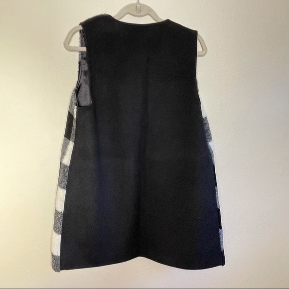 Talbots Wool Blend Buffalo Plaid Long Vest in Black,  White and Gray - Picture 12 of 16
